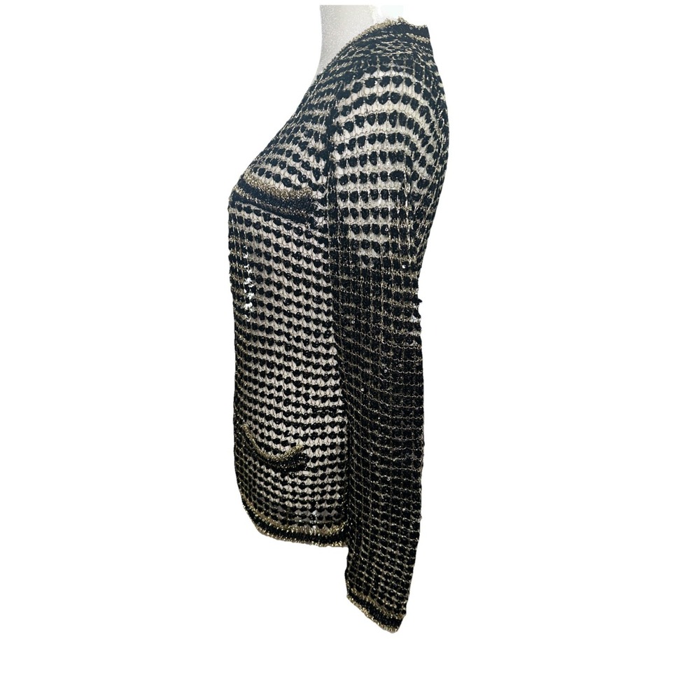 Rush By Rosanna Black Gold Metallic Cardigan SIZE Medium - Picture 4 of 10